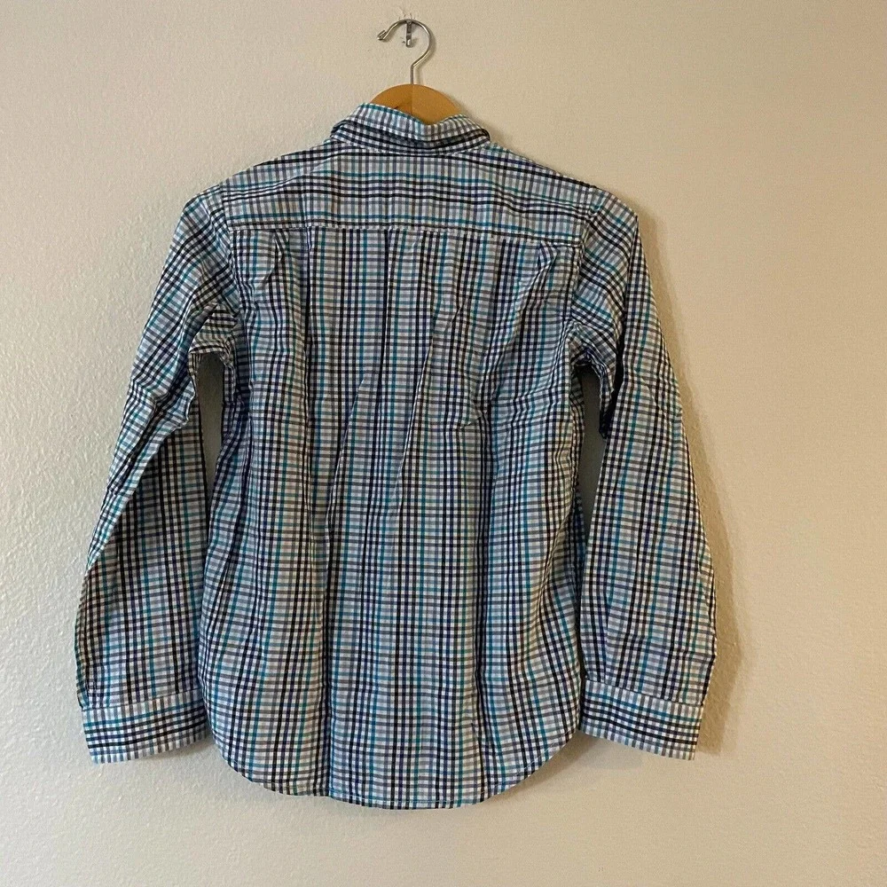 Children's Place Est 1989 Boys Size XL 14 Button Up Shirt Blue Plaid Long Sleeve
